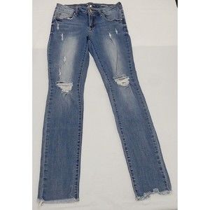 A'2nd By Special A Jeans USA Juniors Sz 7 Skinny Mid Rise Cropped Distressed